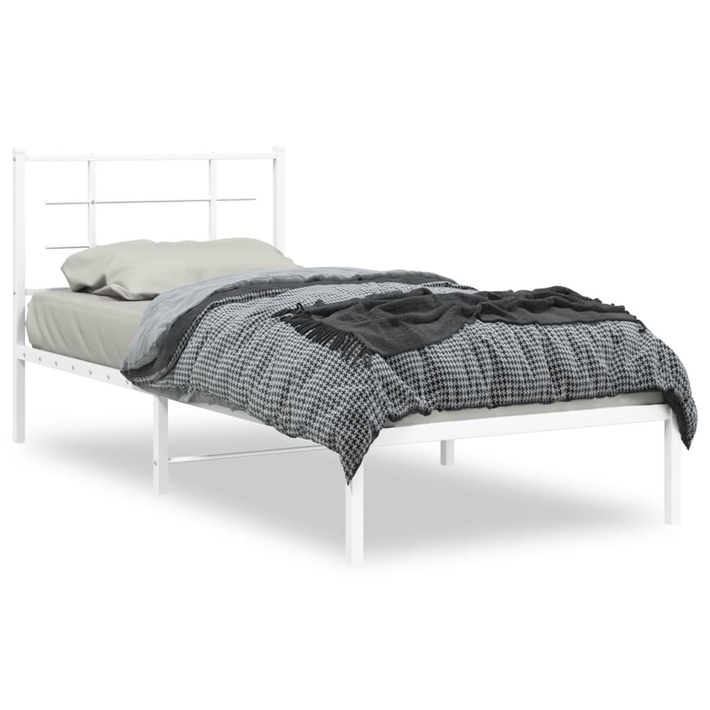 vidaXL Bedframe met hoofdbord metaal wit 90x190 cm