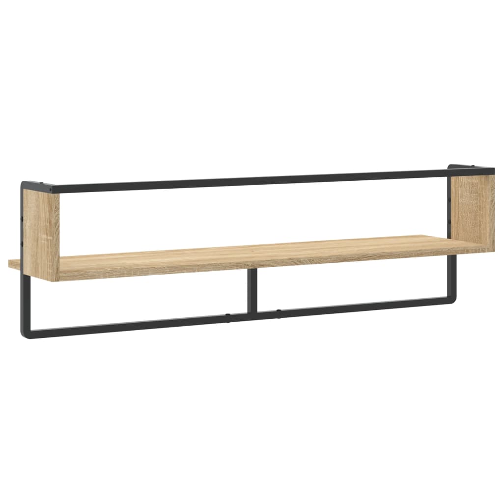 vidaXL Wandschap met stang 100x25x30 cm sonoma eikenkleurig