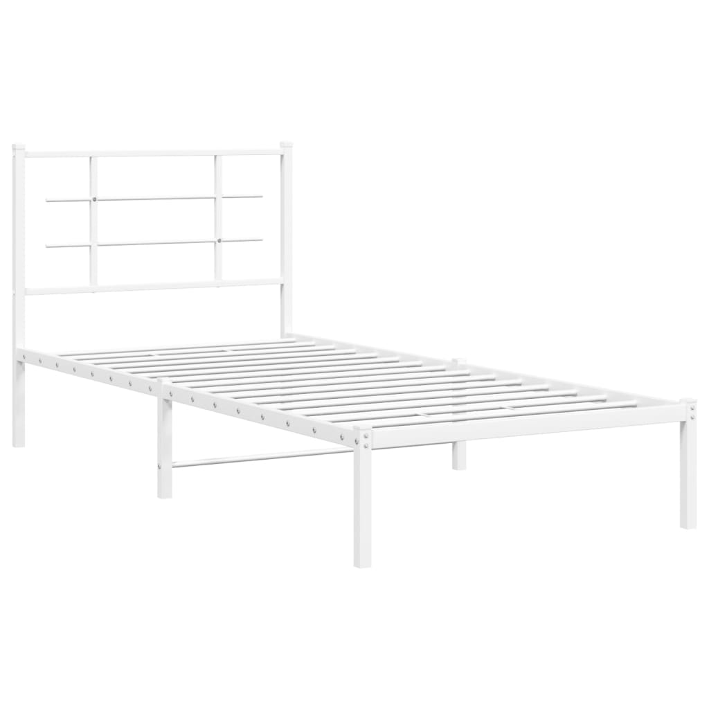 vidaXL Bedframe met hoofdbord metaal wit 90x200 cm