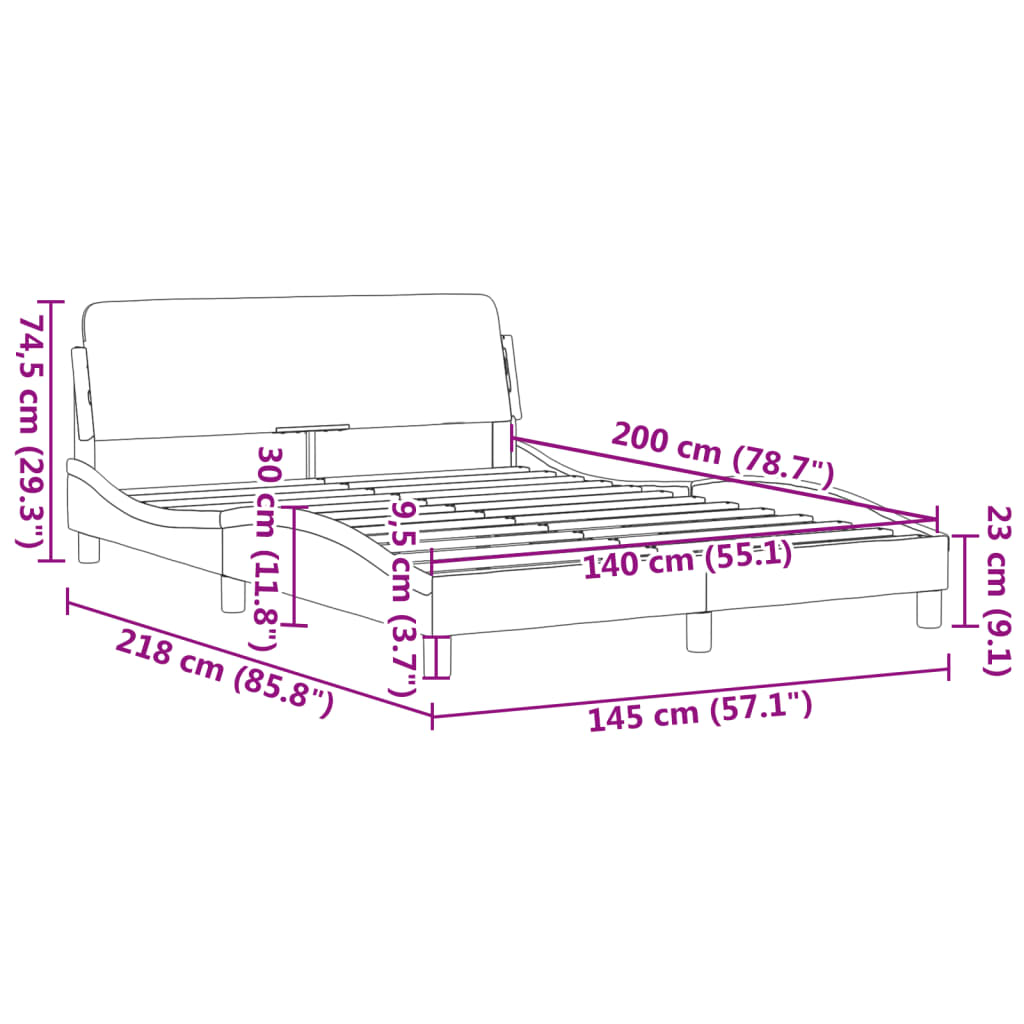 vidaXL Bedframe met hoofdeinde fluweel zwart 140x200 cm