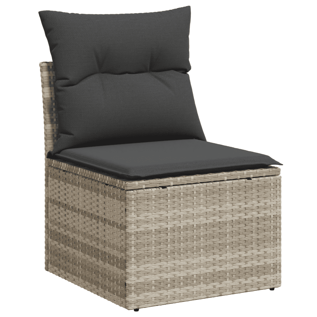 vidaXL 10-delige Loungeset met kussens poly rattan lichtgrijs