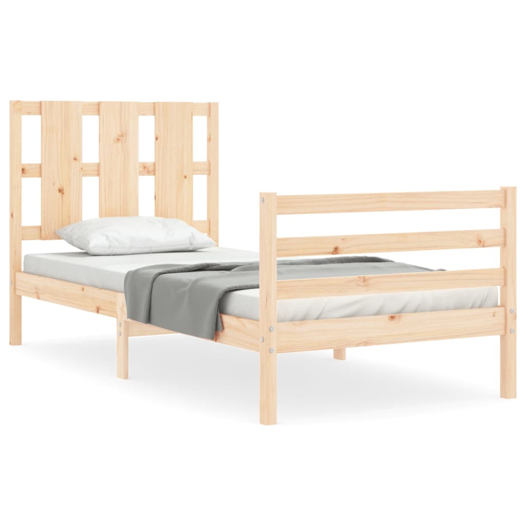 vidaXL Bedframe met hoofdbord massief hout 100x200 cm