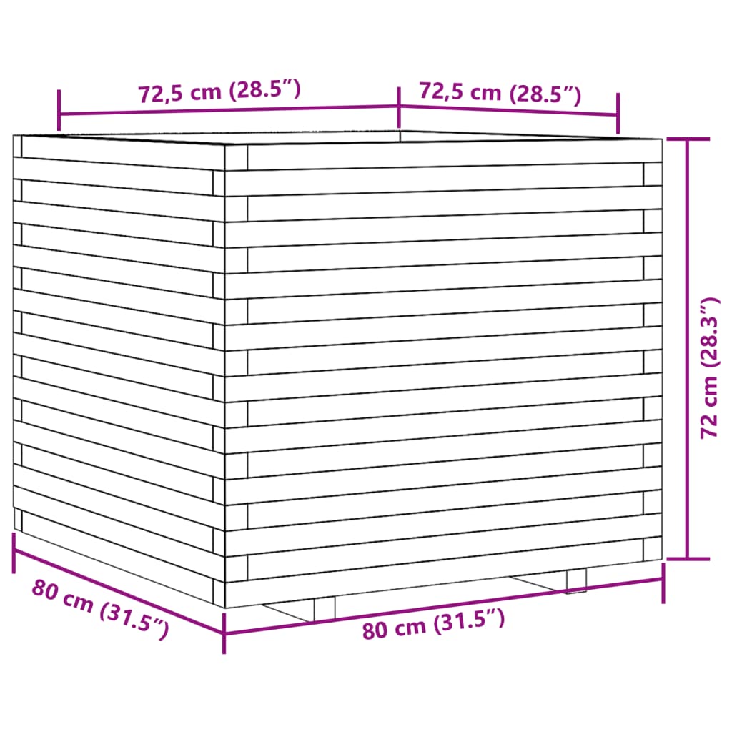 vidaXL Plantenbak 80x80x72 cm geïmpregneerd grenenhout