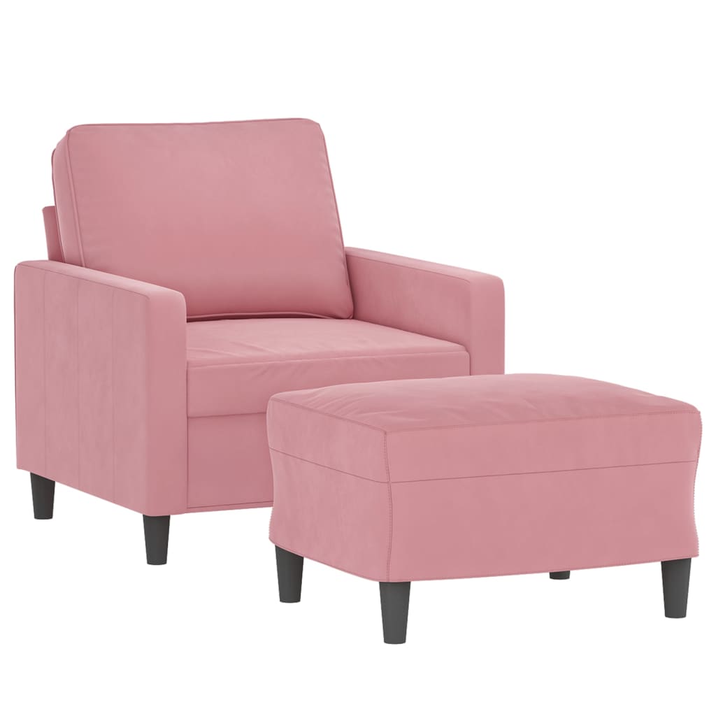 vidaXL Fauteuil met voetenbank 60 cm fluweel roze