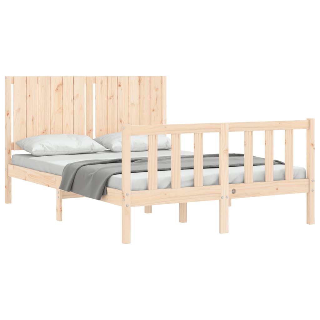 vidaXL Bedframe met hoofdbord massief hout 140x190 cm