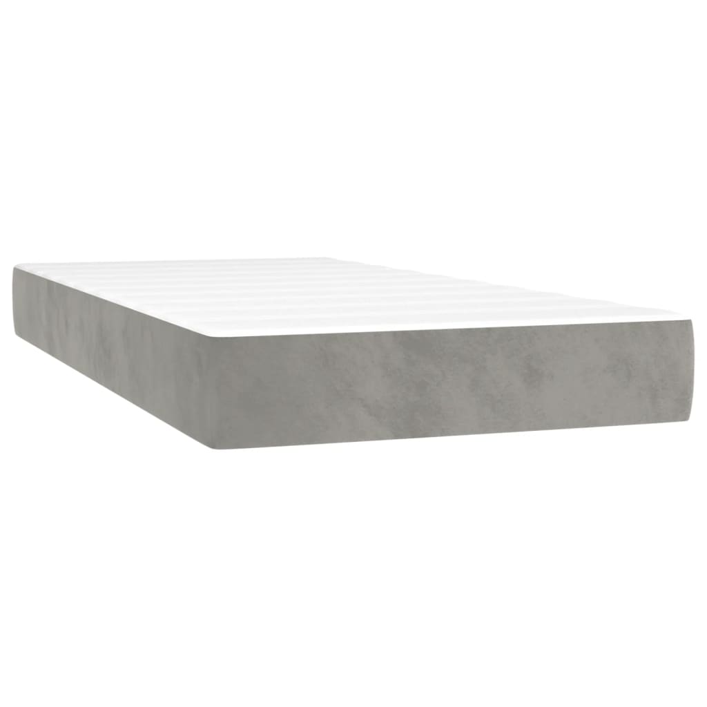 vidaXL Boxspring met matras fluweel lichtgrijs 120x190 cm