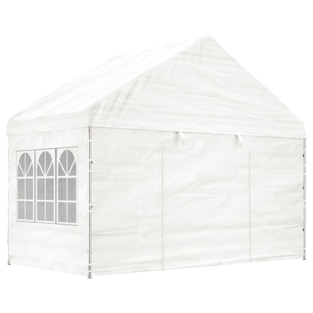 vidaXL Prieel met dak 8,92x4,08x3,22 m polyetheen wit