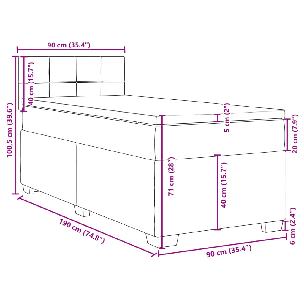 vidaXL Boxspring met matras stof zwart 90x190 cm