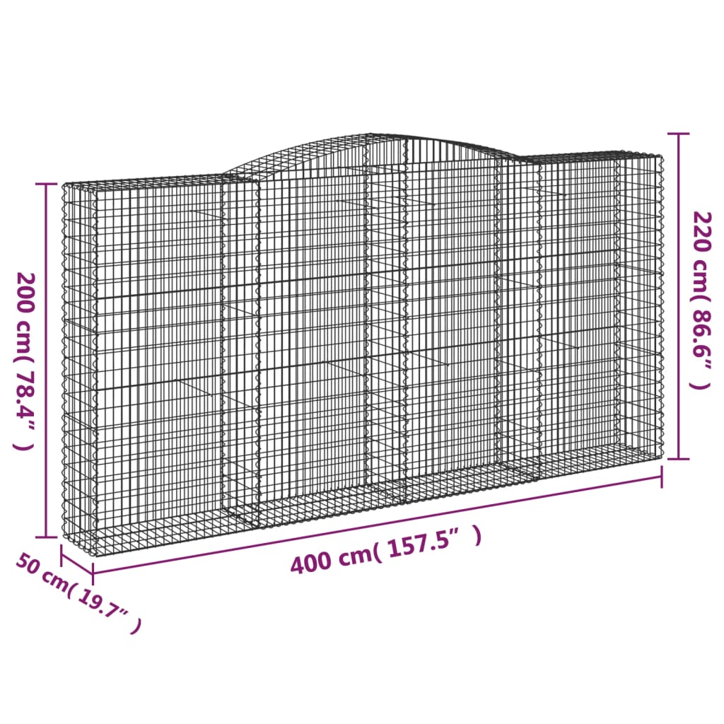 vidaXL Schanskorven 6 st gewelfd 400x50x200/220 cm ijzer