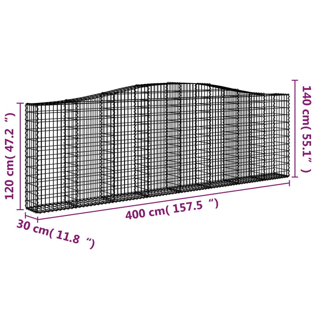 vidaXL Schanskorven 5 st gewelfd 400x30x120/140 cm ijzer