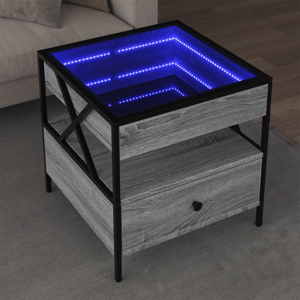 vidaXL Salontafel met Infinity LED 50x50x51 cm grijs sonoma eikenkleur