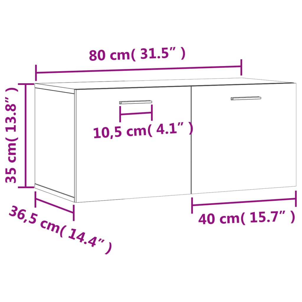 vidaXL Wandkast 80x36,5x35 cm bewerkt hout betongrijs