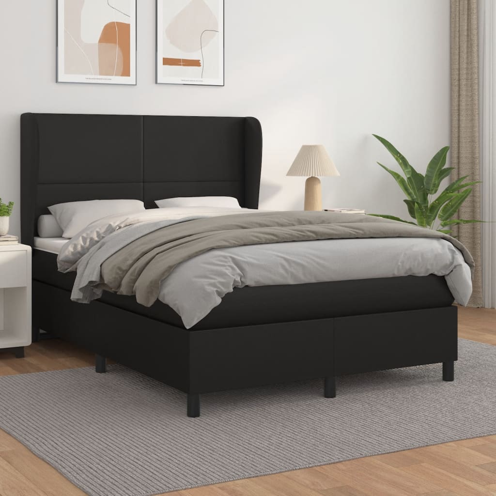 vidaXL Boxspring met matras kunstleer zwart 140x200 cm