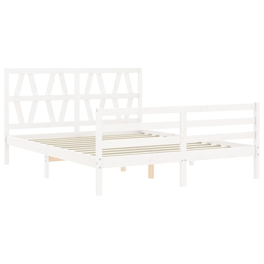 vidaXL Bedframe met hoofdbord massief hout wit