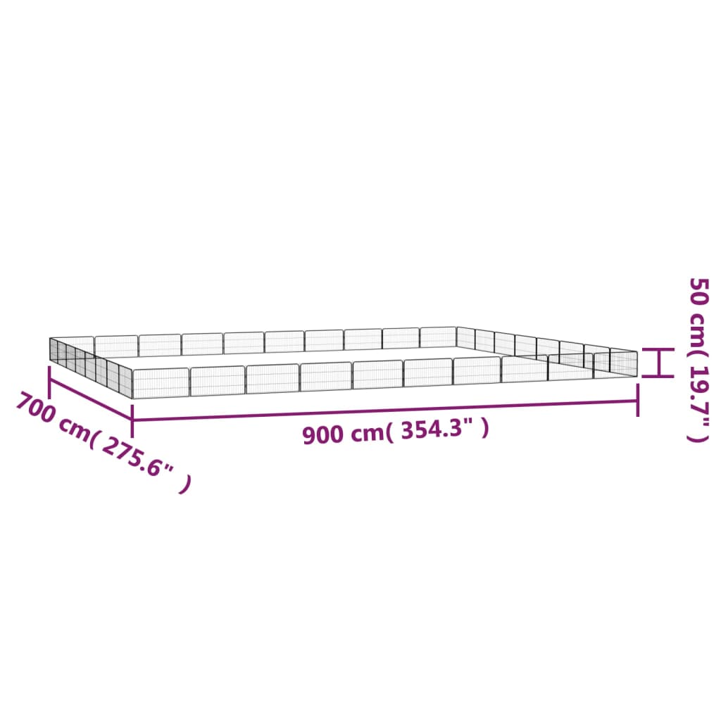 vidaXL Hondenkennel 32 panelen 100x50 cm gepoedercoat staal zwart