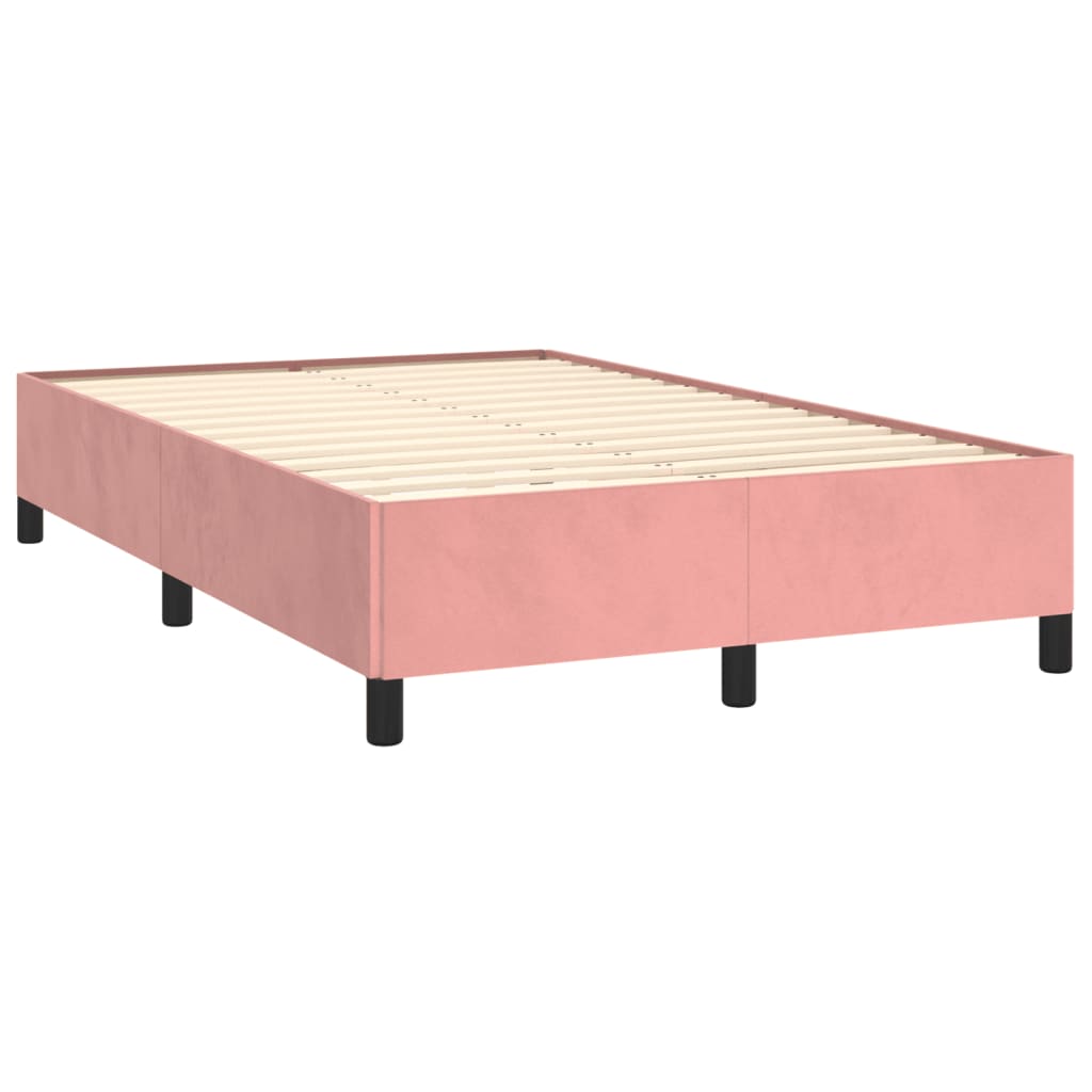 vidaXL Boxspring met matras en LED fluweel roze 120x190 cm