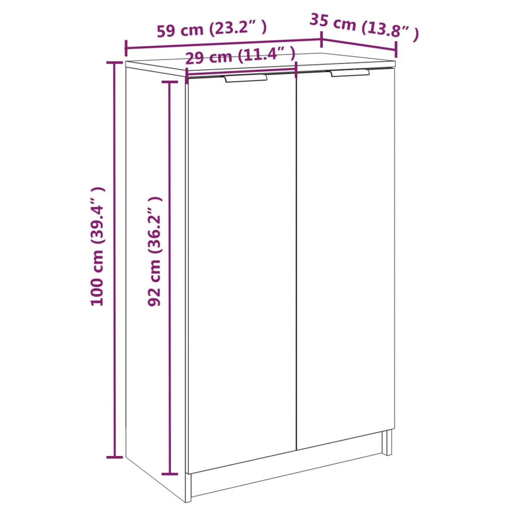 vidaXL Schoenenkast 59x35x100 cm bewerkt hout gerookt eikenkleurig