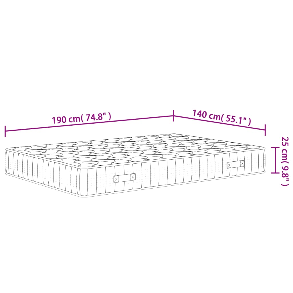 vidaXL Pocketveringmatras middelhard-hard 140x190 cm