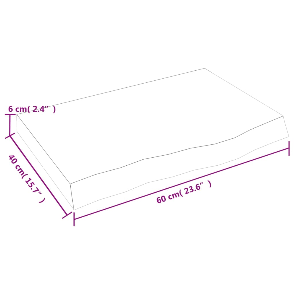 vidaXL Wastafelblad 60x40x(2-6) cm behandeld massief hout donkerbruin