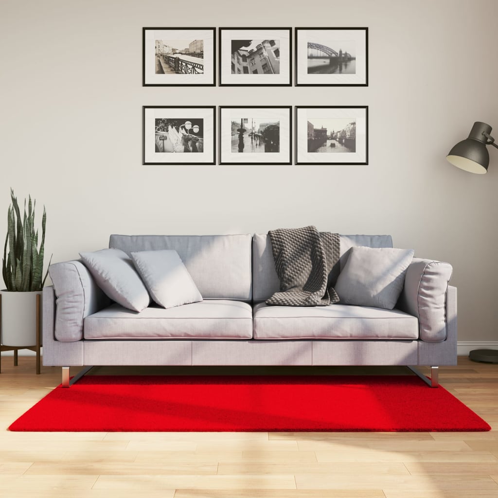 vidaXL Vloerkleed HUARTE laagpolig zacht wasbaar 80x150 cm rood