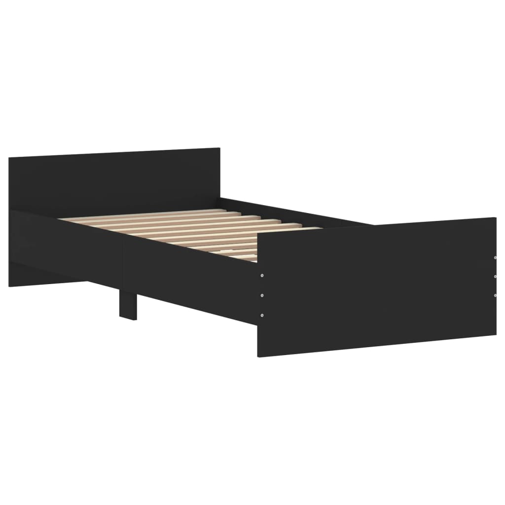 vidaXL Bedframe bewerkt hout zwart 90x190 cm