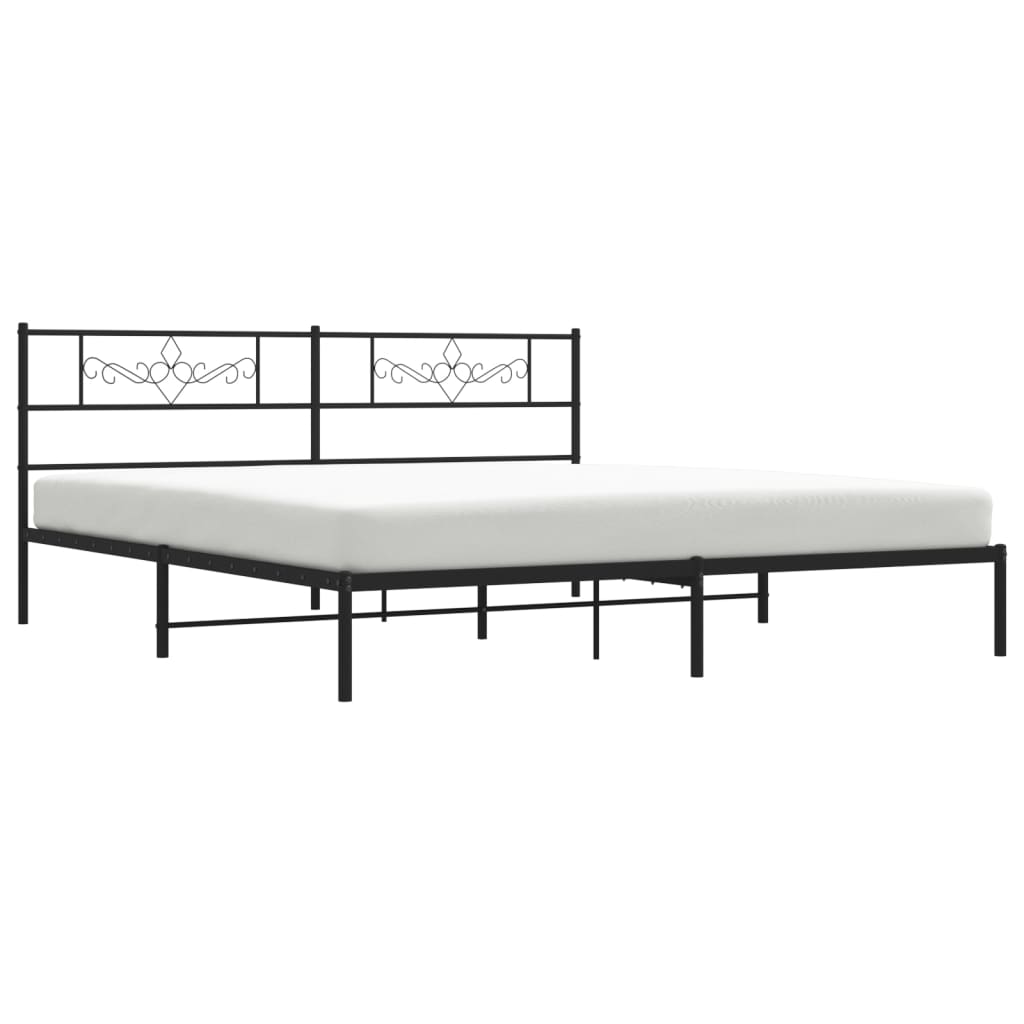 vidaXL Bedframe met hoofdbord metaal zwart 183x213 cm