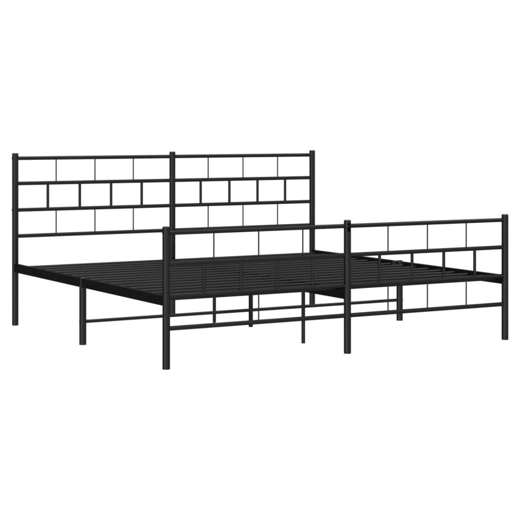 vidaXL Bedframe met hoofd- en voeteneinde metaal zwart 193x203 cm