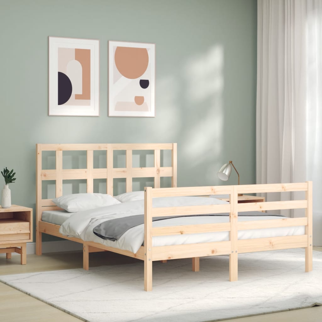 vidaXL Bedframe met hoofdbord massief hout