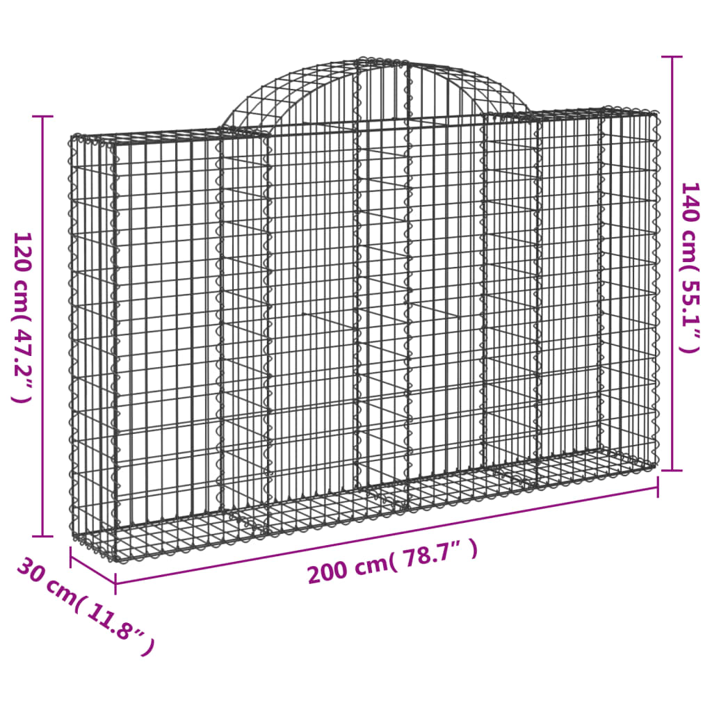 vidaXL Schanskorven 18 st gewelfd 200x30x120/140 cm ijzer