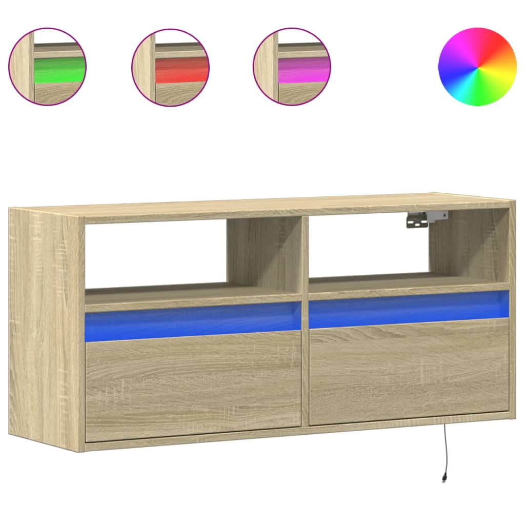 vidaXL Tv-wandmeubel met LED-verlichting 100x31x45 cm sonoma eiken