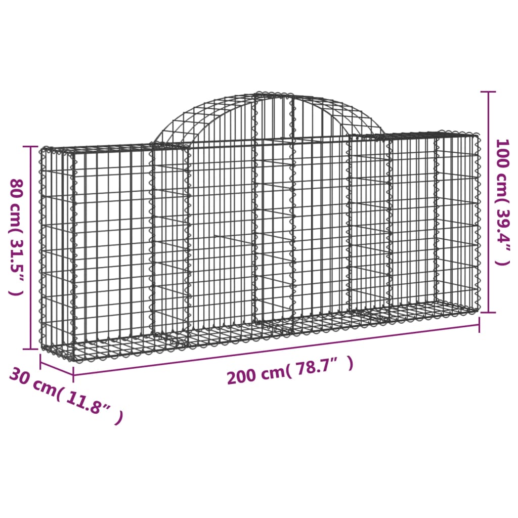 vidaXL Schanskorf gewelfd 200x30x80/100 cm gegalvaniseerd ijzer