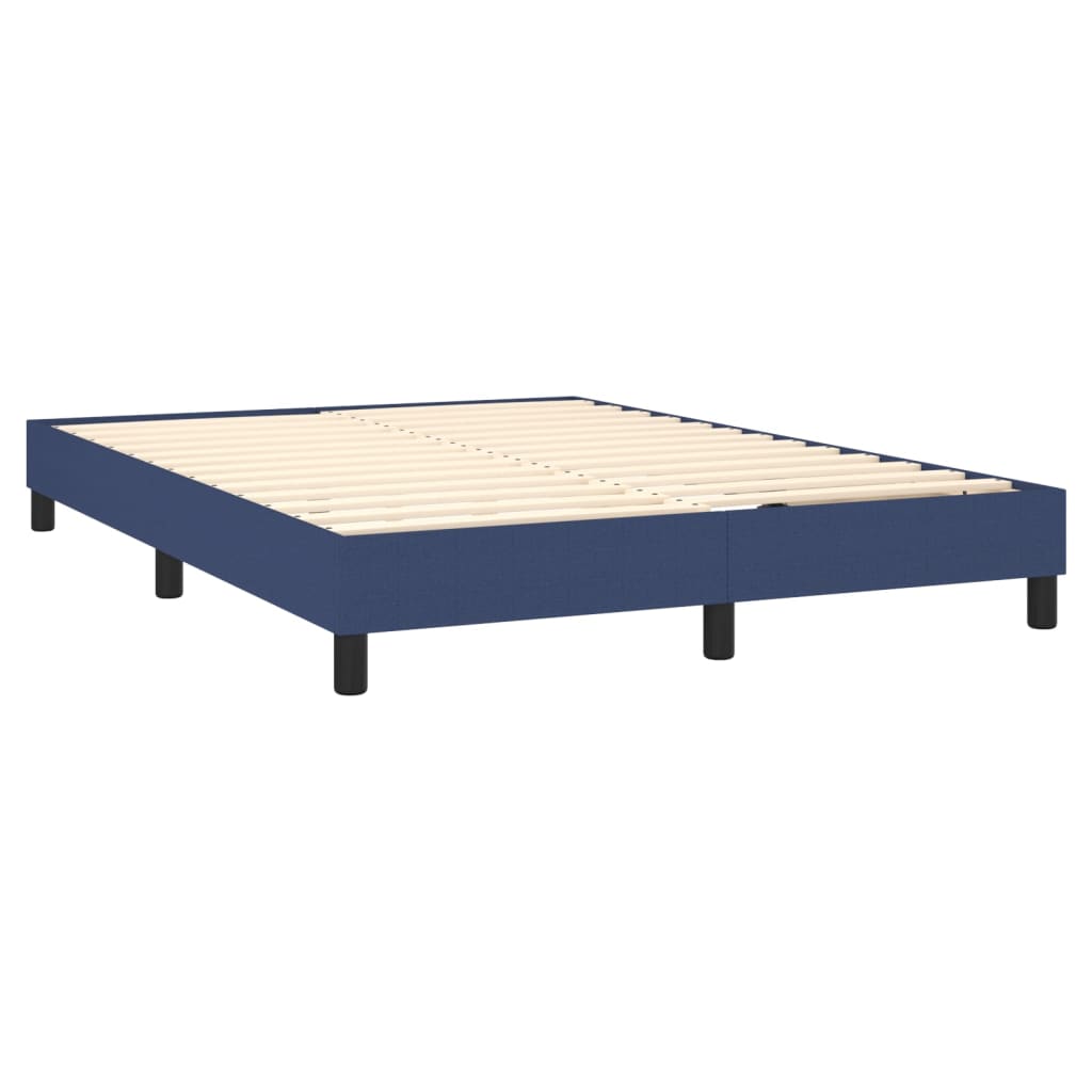 vidaXL Boxspring met matras en LED stof blauw 140x190 cm