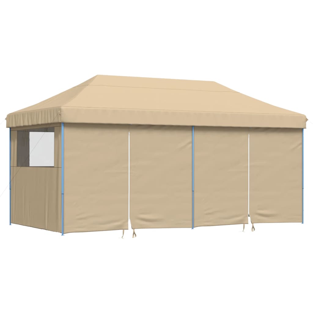 vidaXL Partytent inklapbaar pop-up met 4 zijwanden beige