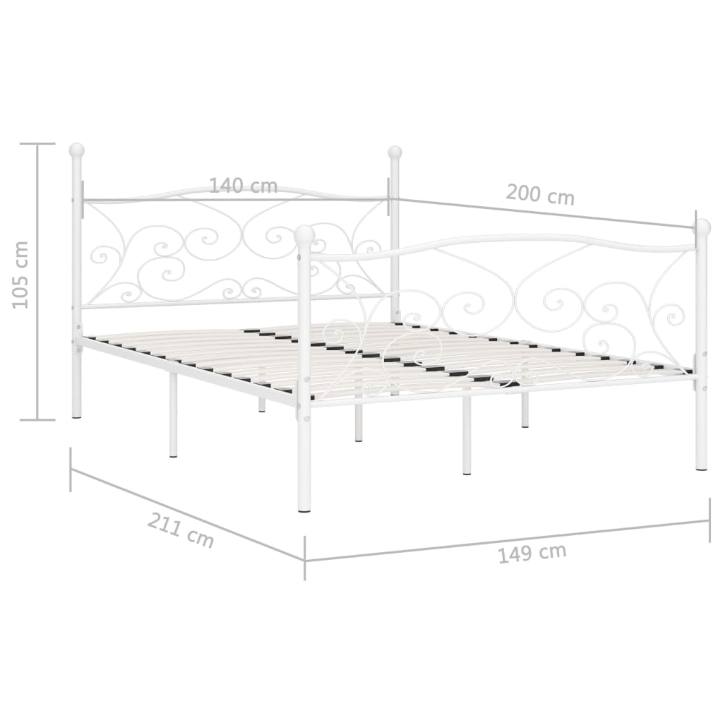 vidaXL Bedframe met lattenbodem metaal wit 140x200 cm