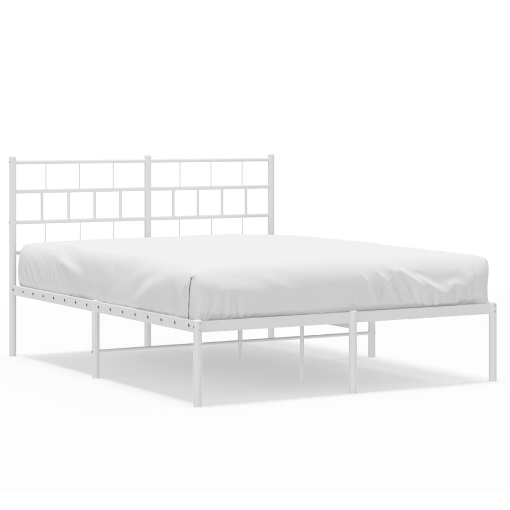 vidaXL Bedframe met hoofdbord metaal wit 120x200 cm