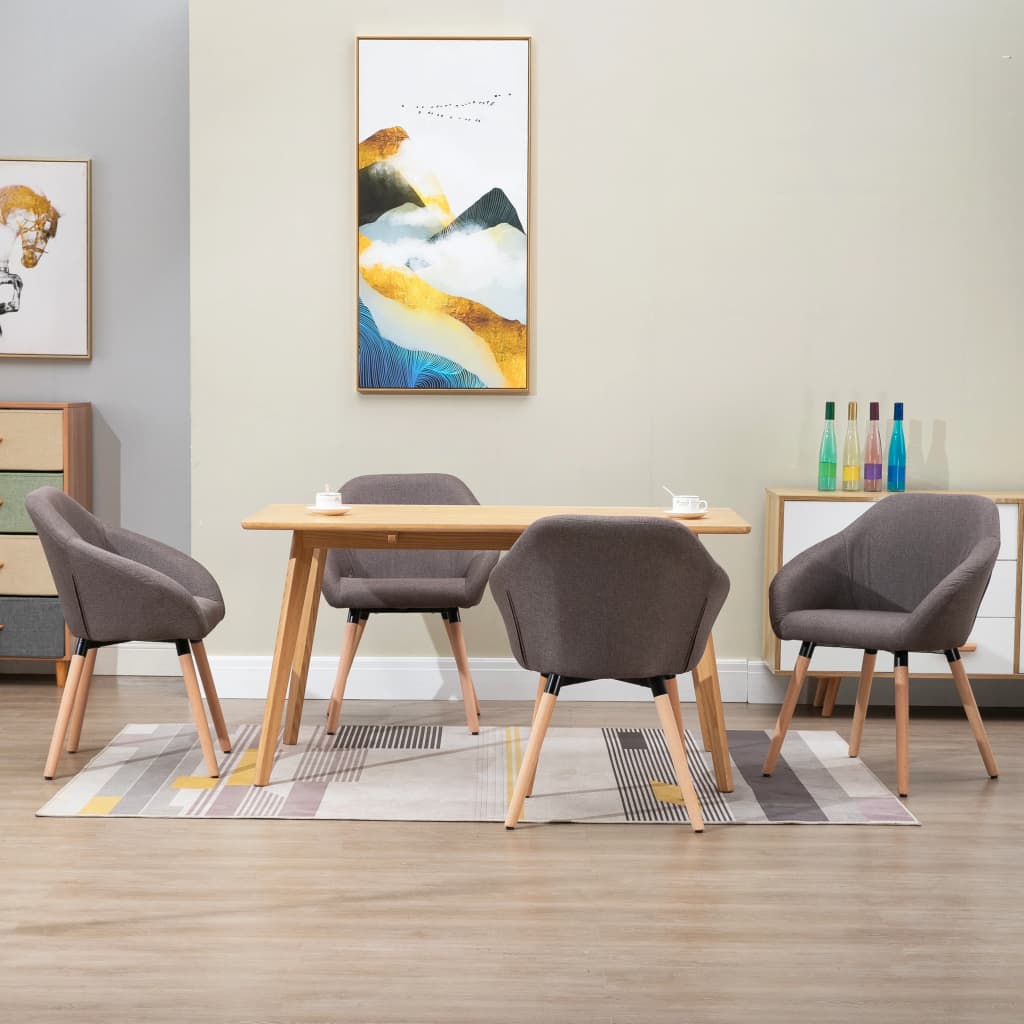 vidaXL Eetkamerstoelen 4 st draaibaar stof taupe