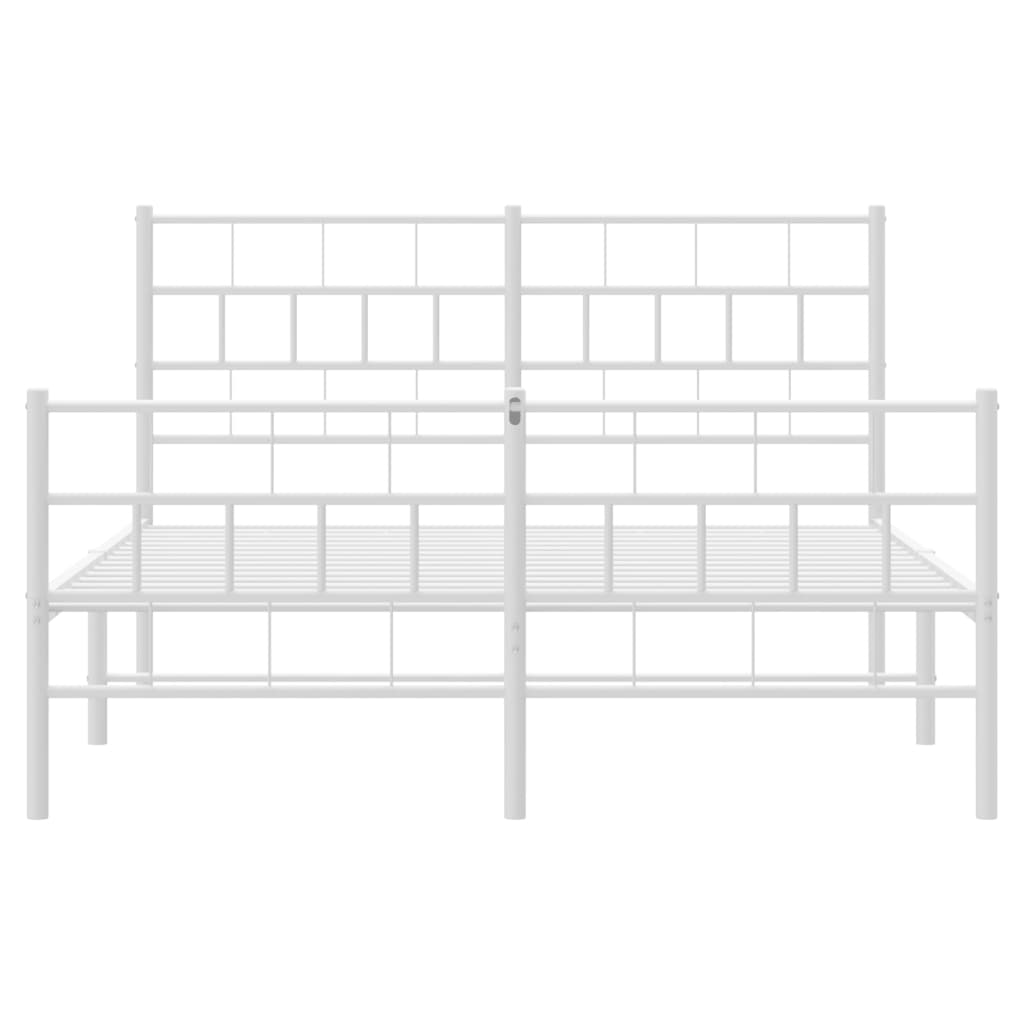 vidaXL Bedframe met hoofd- en voeteneinde metaal wit 140x200 cm