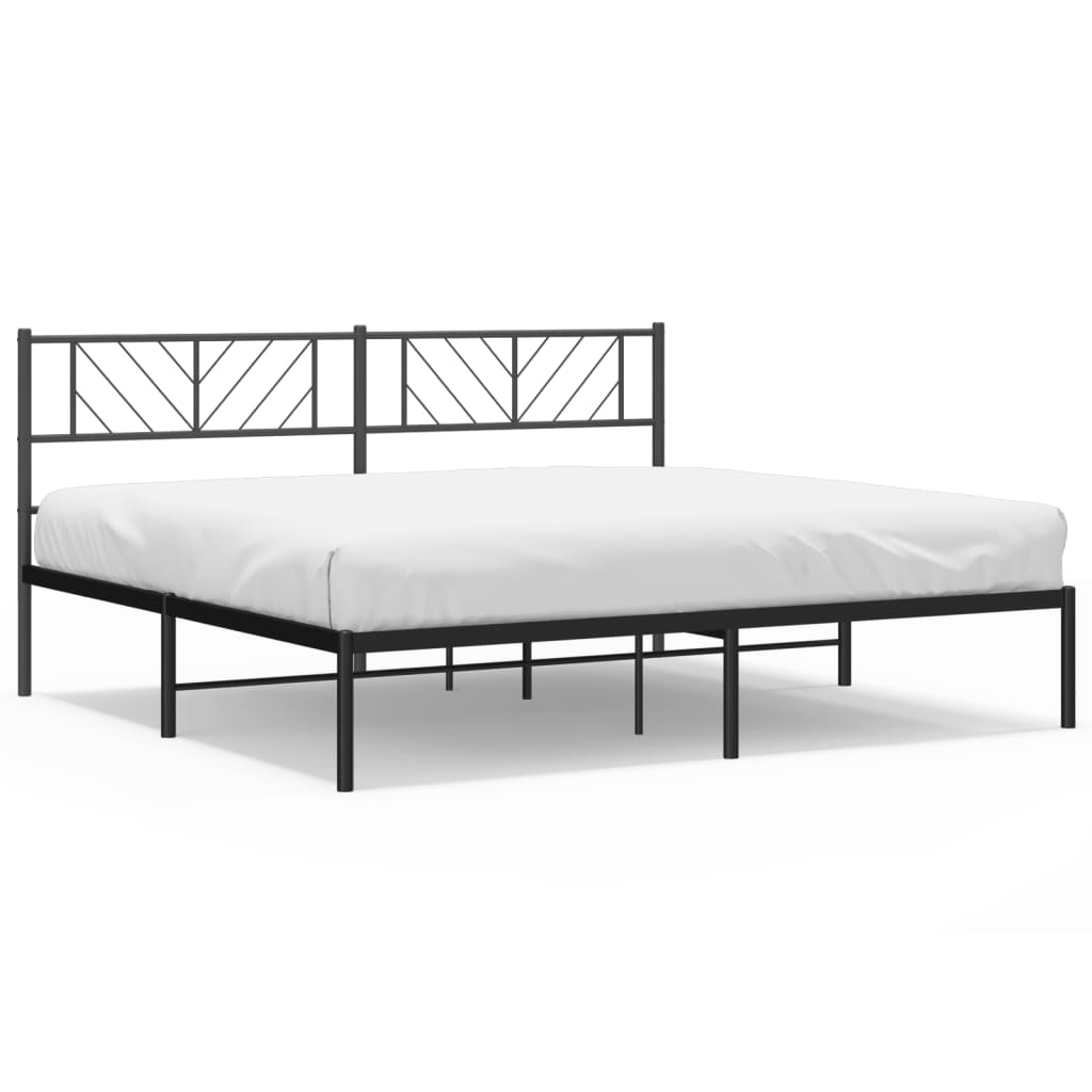 vidaXL Bedframe met hoofdbord metaal zwart 200x200 cm