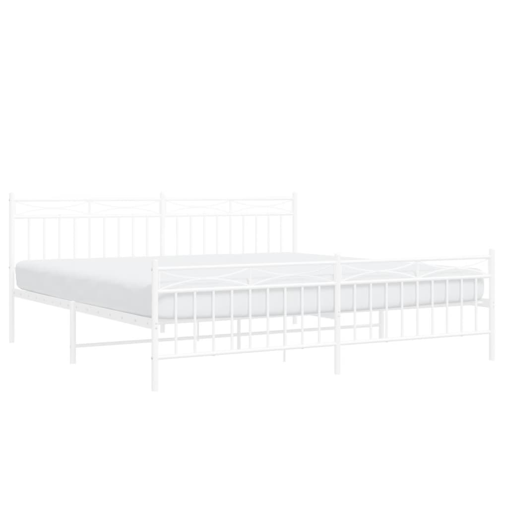 vidaXL Bedframe met hoofd- en voeteneinde metaal wit 200x200 cm