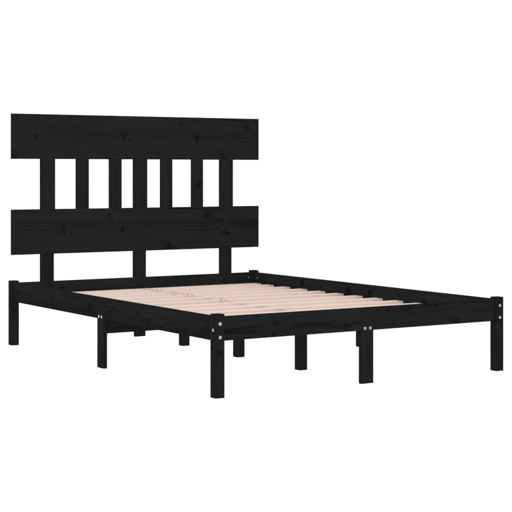 vidaXL Bedframe massief hout zwart 180x200 cm