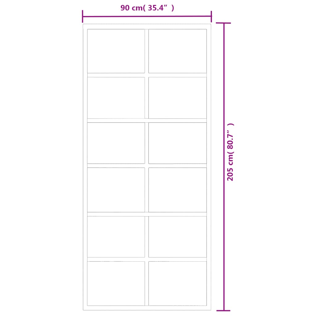 vidaXL Schuifdeur met beslag 90x205 cm aluminium en ESG-glas