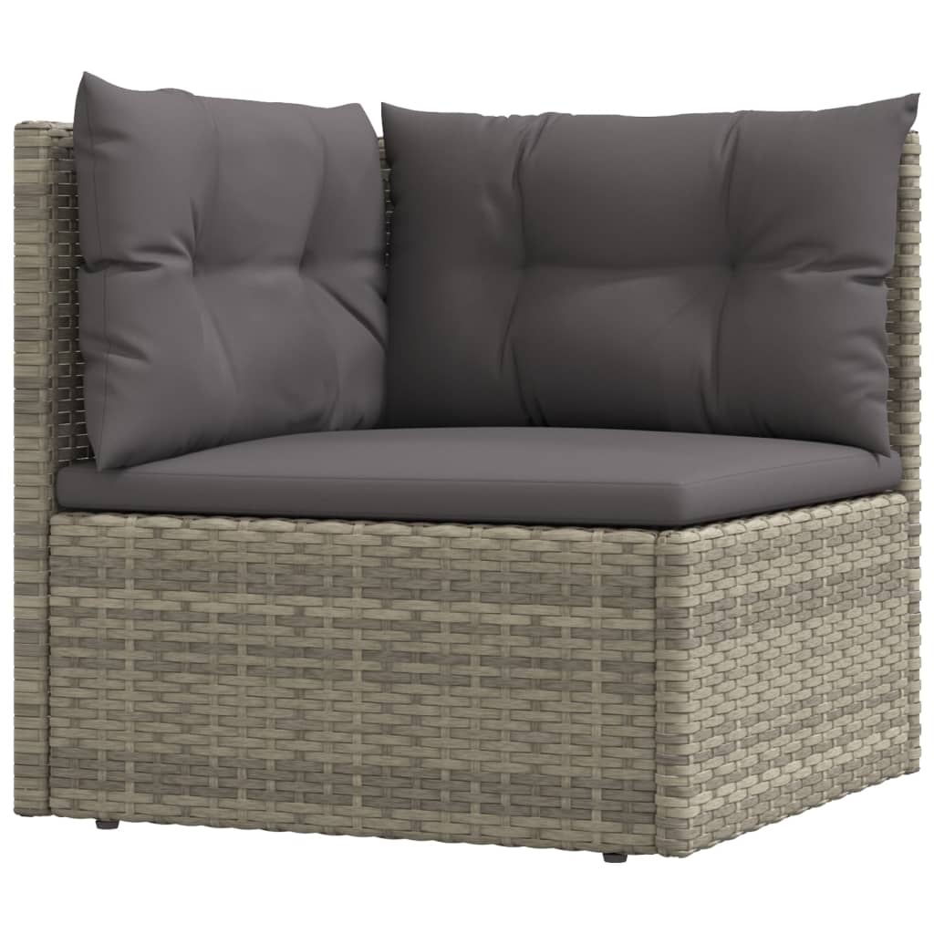 vidaXL 5-delige Loungeset met kussens poly rattan grijs