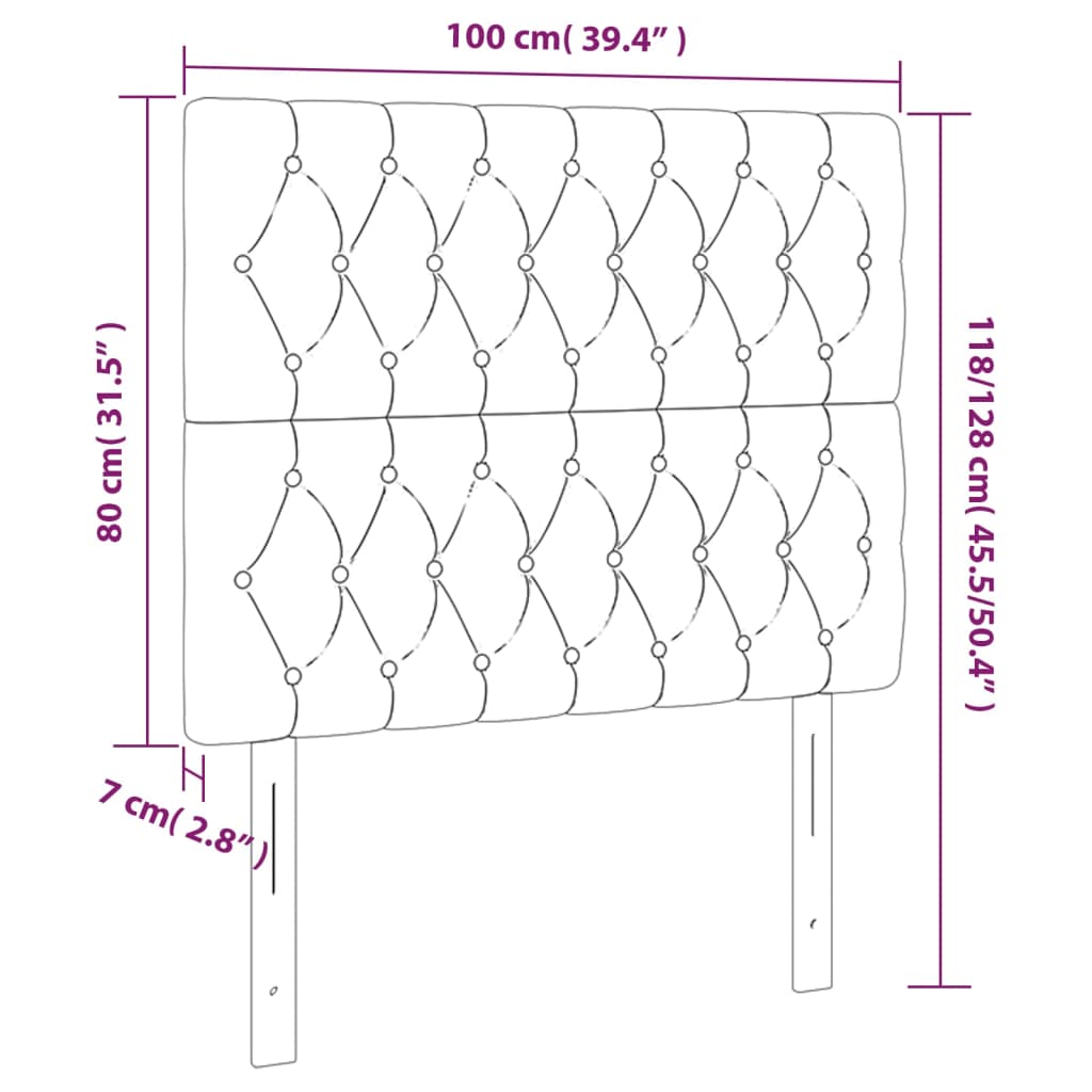 vidaXL Hoofdborden 2 st 100x7x78/88 cm fluweel lichtgrijs