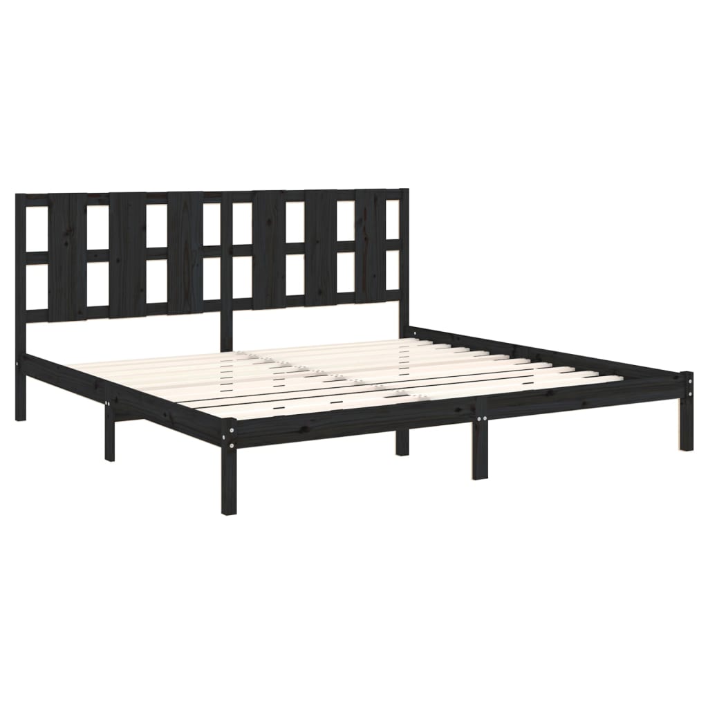 vidaXL Bedframe massief hout zwart 180x200 cm