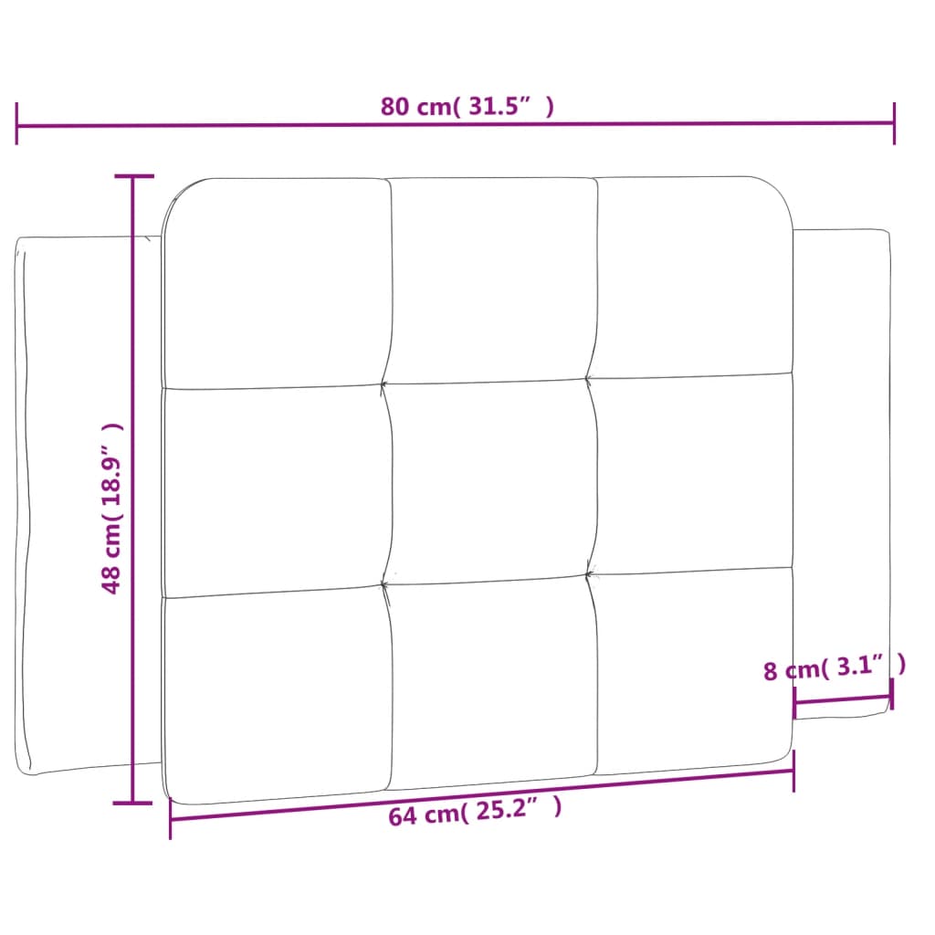 vidaXL Hoofdbordkussen 80 cm kunstleer wit en zwart