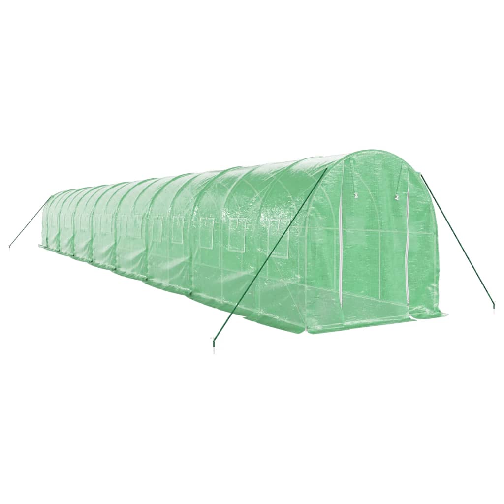 vidaXL Tuinkas met stalen frame 32 m² 16x2x2 m groen