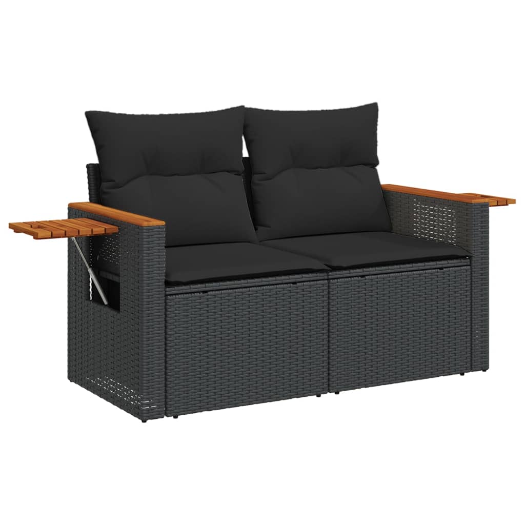 vidaXL 8-delige Loungeset met kussens poly rattan zwart