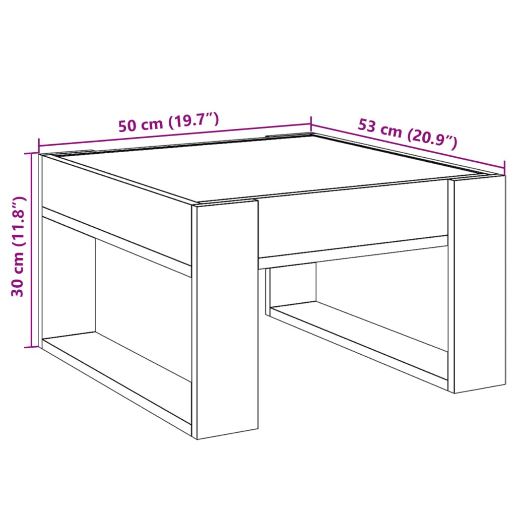 vidaXL Salontafel met Infinity LED 50x53x30 cm grijs sonoma eikenkleur