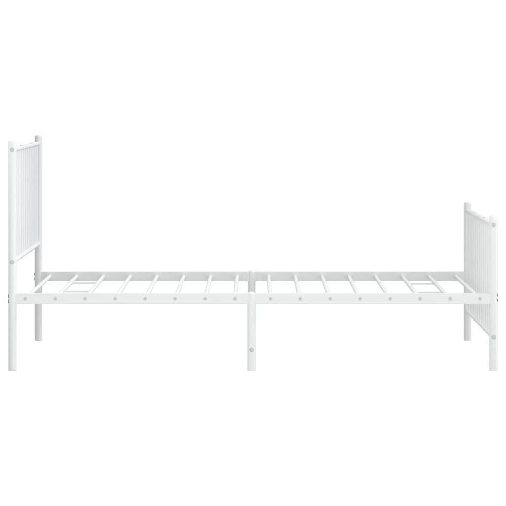 vidaXL Bedframe met hoofd- en voeteneinde metaal wit 100x190 cm