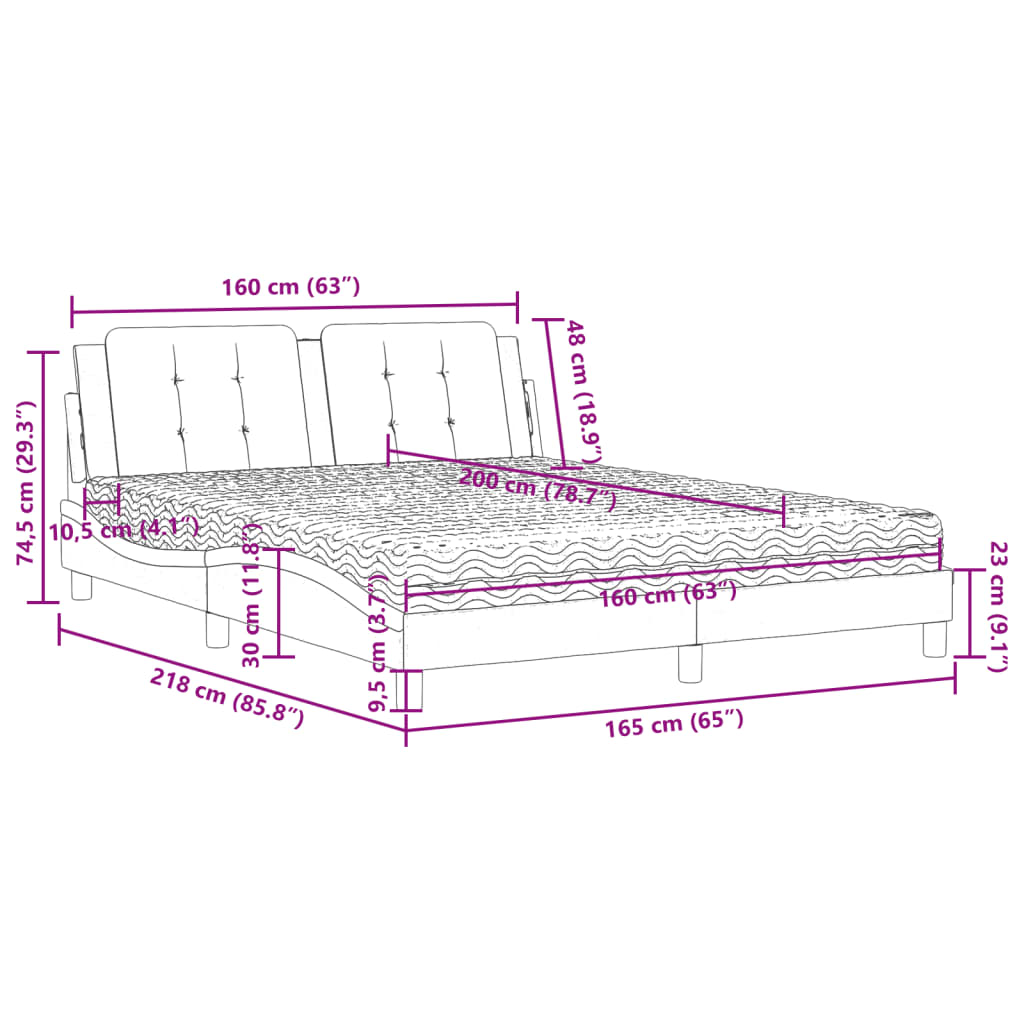 vidaXL Bed met matras kunstleer bruin 160x200 cm